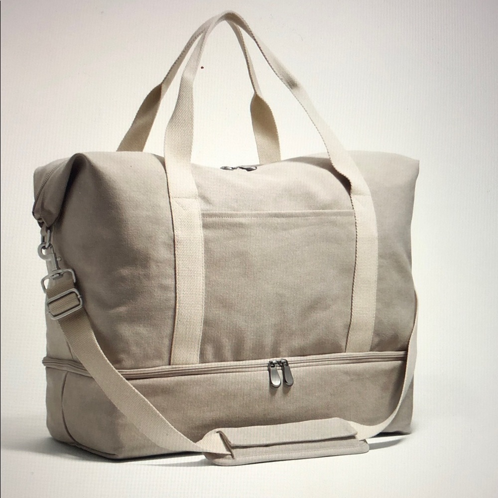 Lo & Sons Catalina Deluxe Weekender Travel Bag Tote Natural Canvas